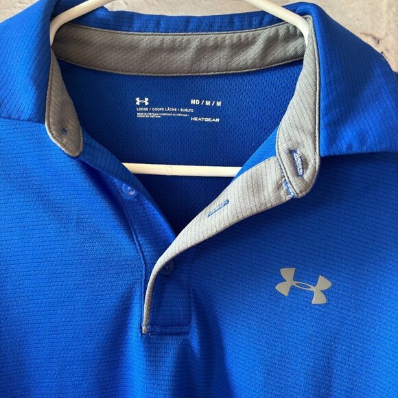 Under Armour HeatGear Blue Polo | Men's Size Medium - Picture 3 of 4